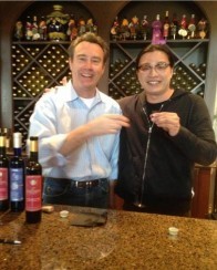 Mr. Liu (right) and Childress  Winery wine maker Mark