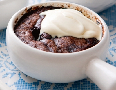 Microwave mocha self-saucing puddings