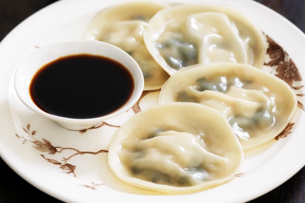 Tofu and pak choy dumplings