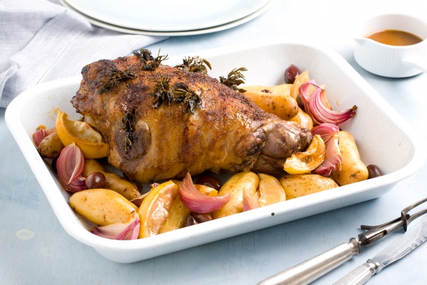 Slow roasted Greek lamb