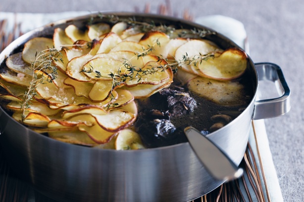 Beef and red wine with crisp potato