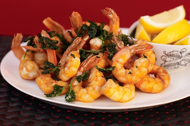 Chilli salt prawns