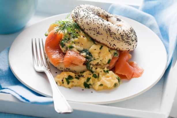 Smoked salmon bagels