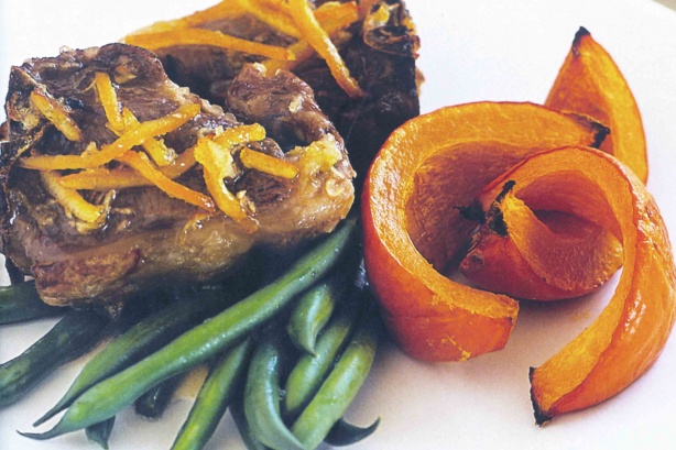 Baked lamb chops with pumpkin