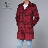 Men Grid Overcoat