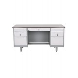 Steel Top Double Pedestals Office Desk With Stand Feet