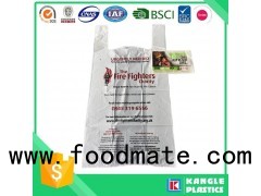 Inner Vest Handle Bag Coloured Printed Charity Bag For Clothes Or Donation With HDPE Packing Plastic