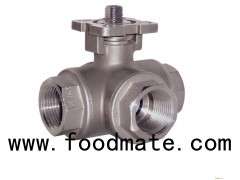 API Standard Three Way Carbone Steel / Stainless Steel Flange Lever / Penumatic Ball Valve