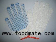 Poly Cotton Knit Liner With One Side PVC Dotted Work Gloves