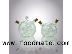 Oil Dispenser Suppliers|clear Glass Oil and Vinegar Double Chamber Round Cruet for Sale