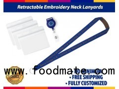 Retractable Plastic Name Badge Holder Embroidery Neck Lanyards With Bulldog Clip