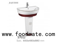 Double Colorful Full Pedestal Wash Basin Bathroom Sink Ivory Color Pedestal Bathroom Set