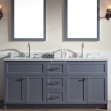 4-Door 3-Drawer Wood Bathroom Vanity Set Dark Grey 72 Inch With Mirror