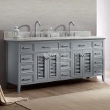 72 Grey Double Sink Louvered Vanity Unit For Bathroom