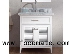 White Small Bathroom Floor Storage Vanity Cabinet Country Style 30 Inch