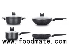 7 Piece Black Marble Forged Aluminum Cookware Set