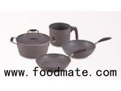 5PCS Forged Aluminum Marble Coating Cookware Set With Glass Lid , Bakelite Handle