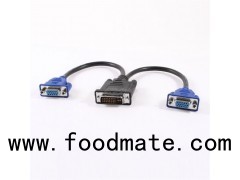 DVI I 24 Pins Male To 2 VGA Female Cable