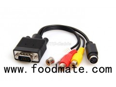 VGA SVGA Male To S-Video 3 RCA Audio Video AV Cable