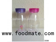 Transparent Water Bottle Candy Color Transparent Soda Bottle With Straw And Double Caps