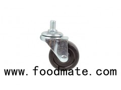 Light Duty Black Flat Rubber Caster With Thread Stem