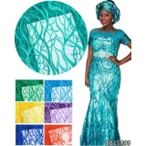 Teal Green African Fabrics Tulle Lace Fabric