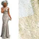 Tulle Lace Fabrics For Wedding In Silver