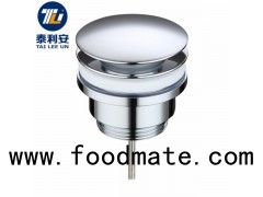 No overflow chrome plated brass spring plug waste