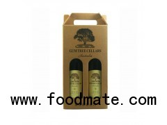 Easy Carry Recycle Corrugated Carton Double Wine Box Packaging, Christmas Wine Box Gift